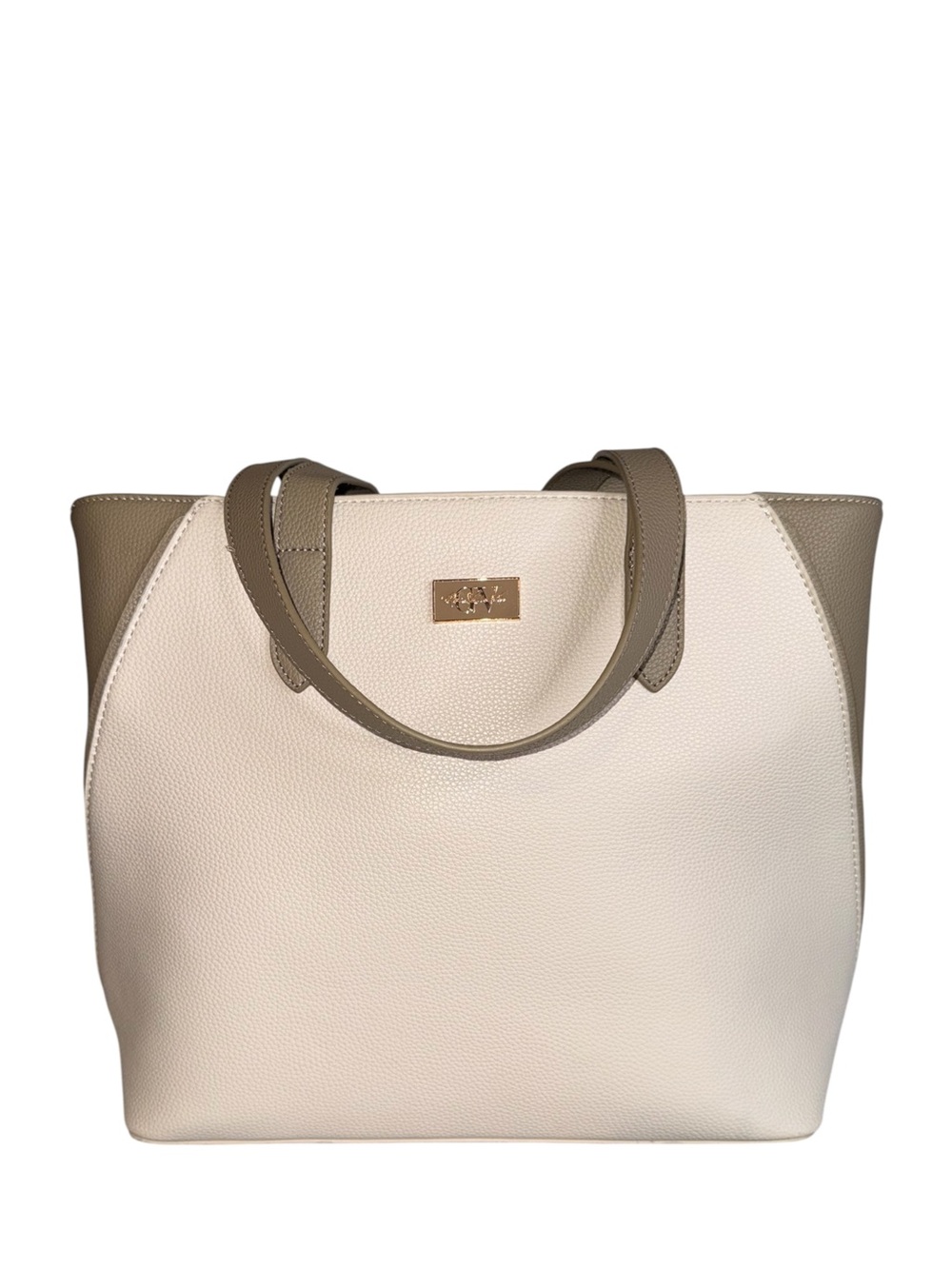 Victoria’s Secret Cream and Taupe Pebbled Leather Tote